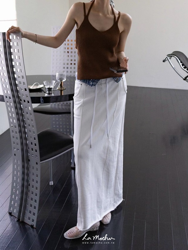 前長後短美背雙肩帶坑條背心(闆娘.花花清單)